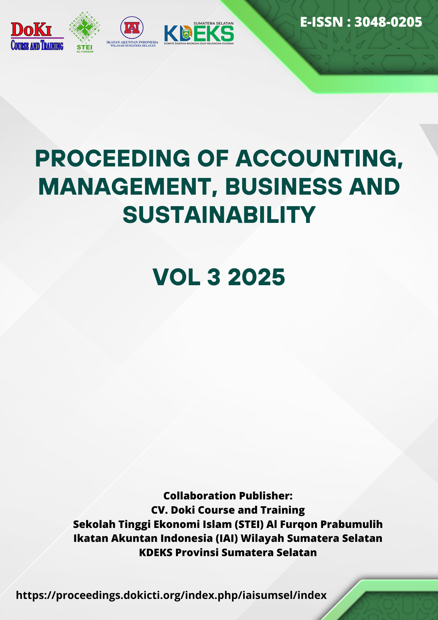 					View Vol. 3 (2025): Proceeding of Accounting, Management, Business and Sustainability
				